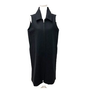 Meg Coatigan Wool Tunic Vest Jacket Sleeveless Womens Large Black Minimalist